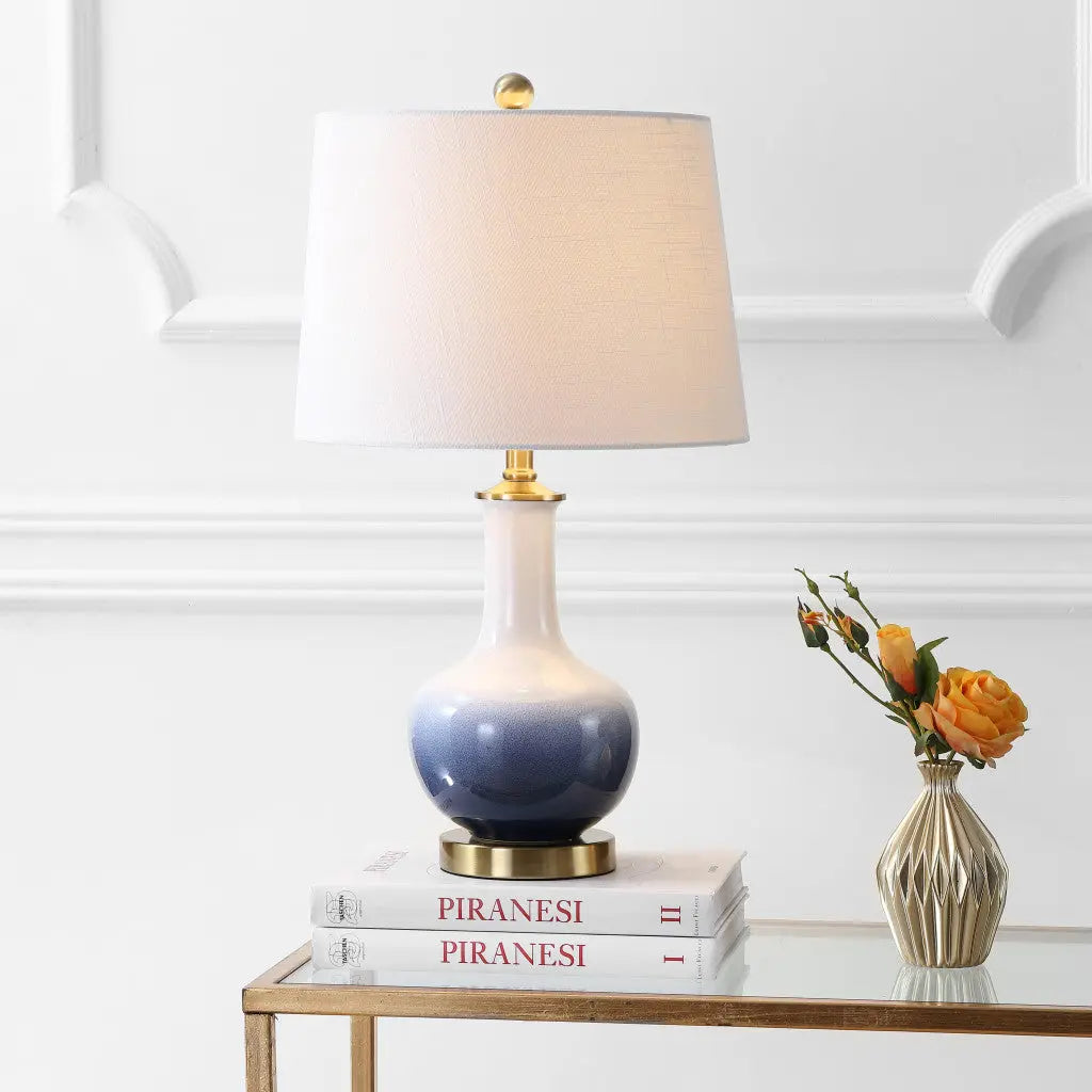 25" Gold Novelty Table Lamp With Drum Shade Homeroots Lighting