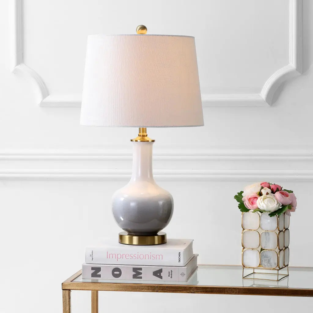 25" Gold Novelty Table Lamp With Drum Shade Homeroots Lighting