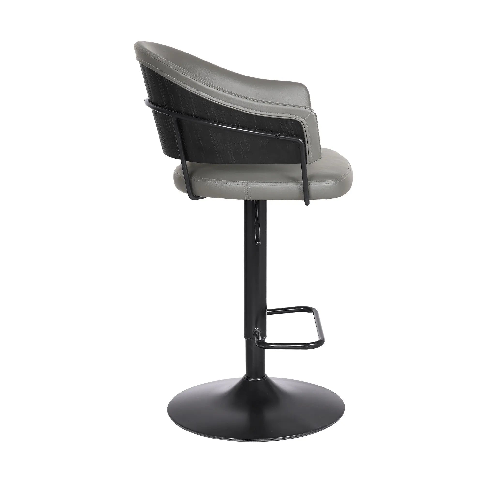 25" Gray And Black Iron Swivel Adjustable Height Bar Chair - GreatEagleInc