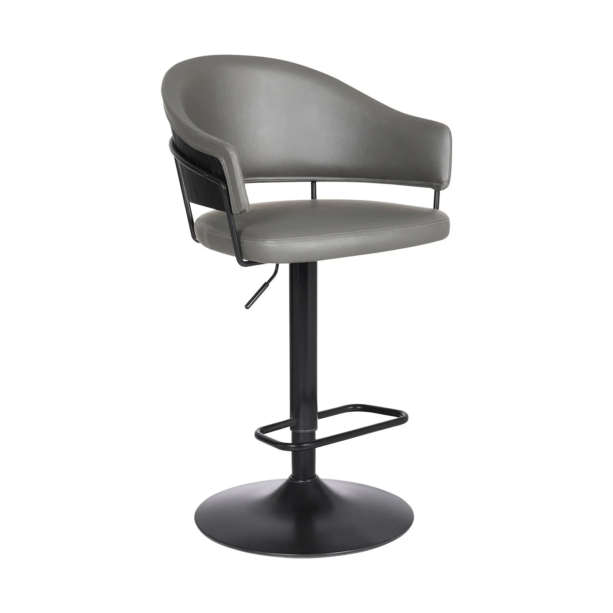 25" Gray And Black Iron Swivel Adjustable Height Bar Chair - GreatEagleInc