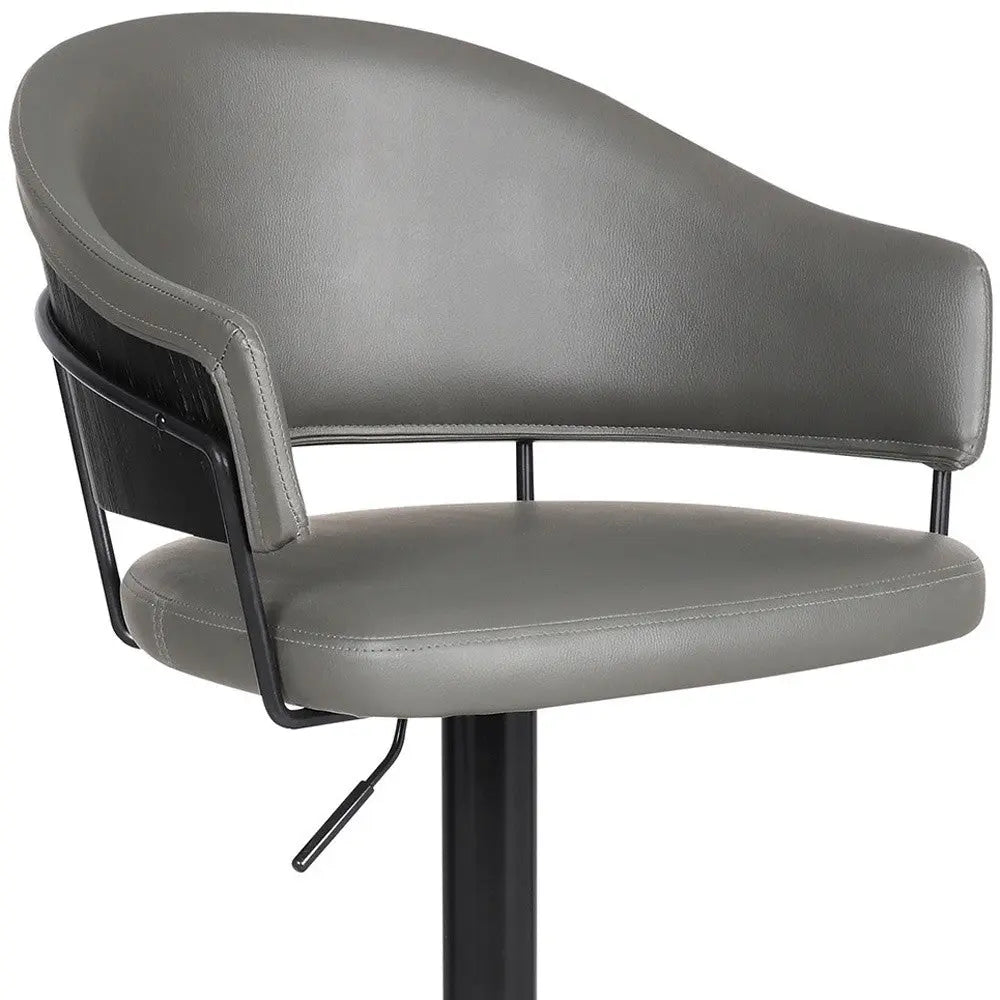 25" Gray And Black Iron Swivel Adjustable Height Bar Chair - GreatEagleInc