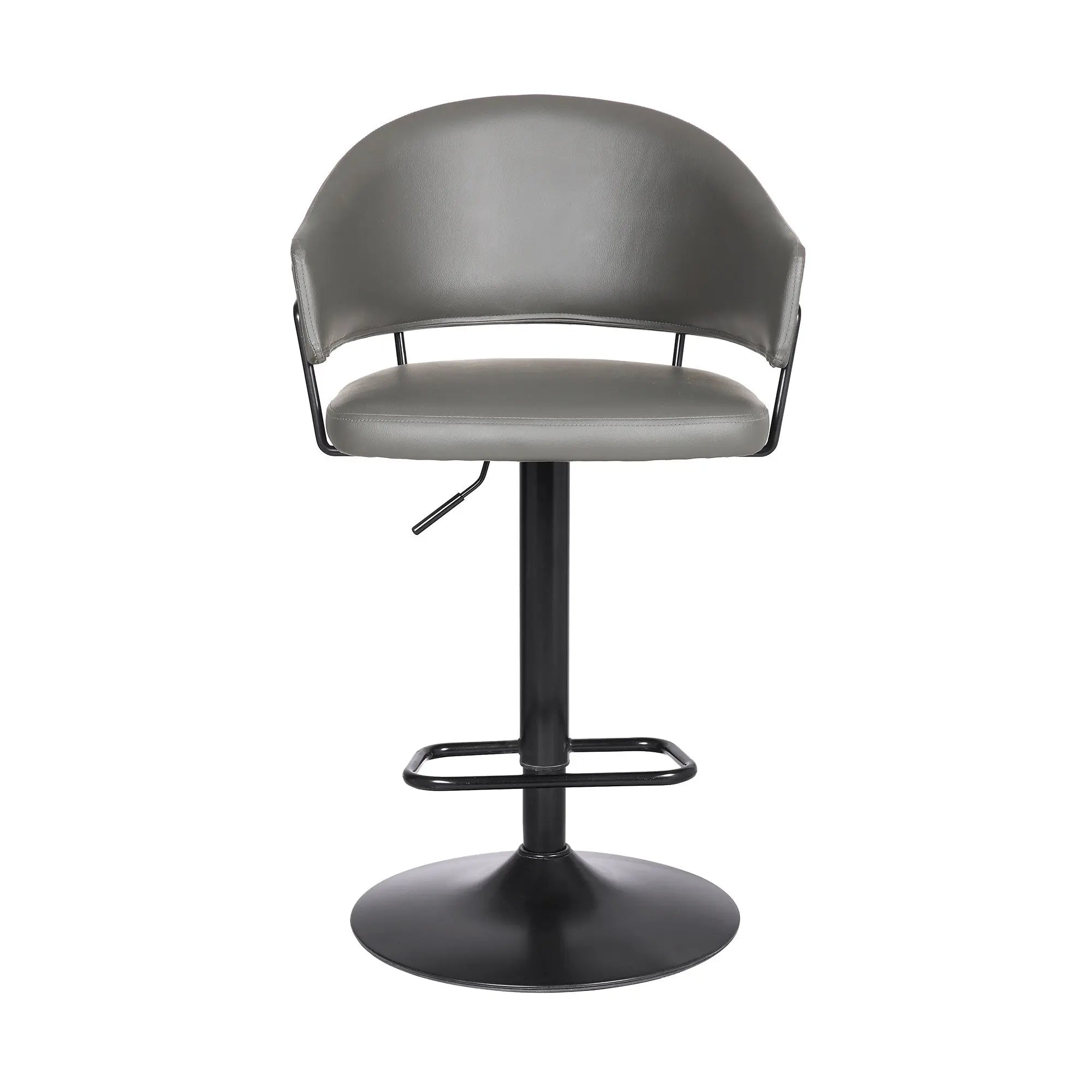 25" Gray And Black Iron Swivel Adjustable Height Bar Chair - GreatEagleInc