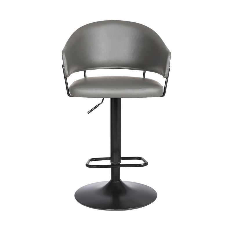 25" Gray And Black Iron Swivel Adjustable Height Bar Chair - GreatEagleInc