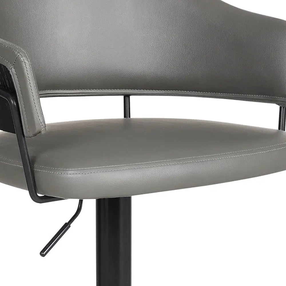 25" Gray And Black Iron Swivel Adjustable Height Bar Chair - GreatEagleInc