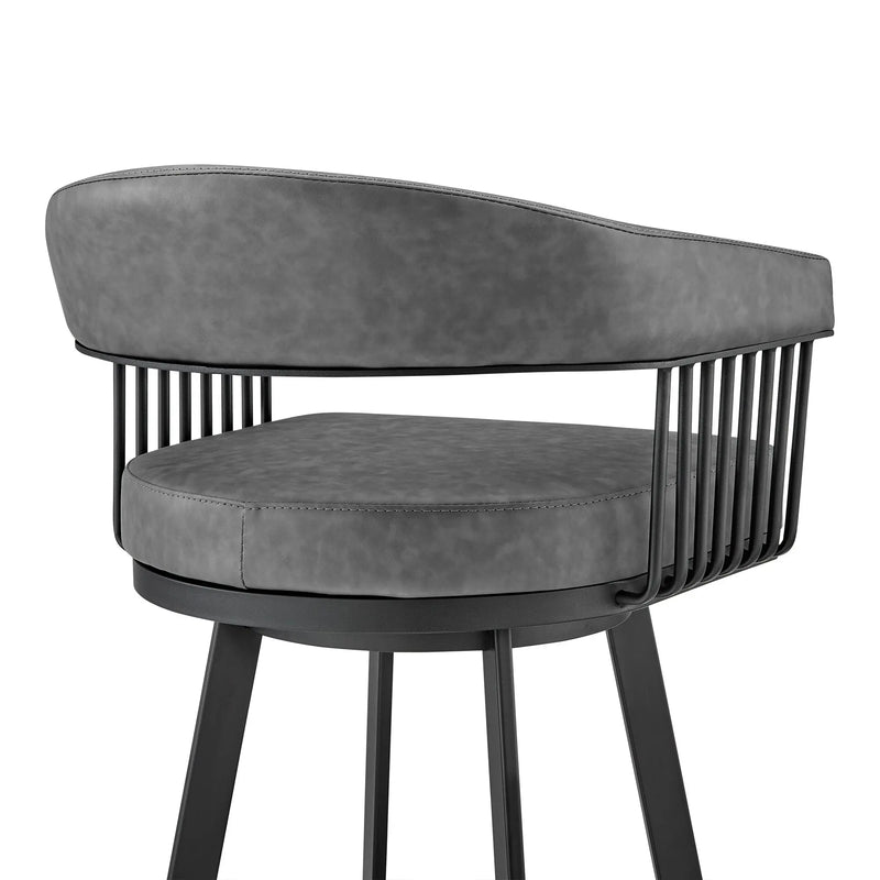 25" Gray And Black Iron Swivel Low Back Counter Height Bar Chair Homeroots Living Room