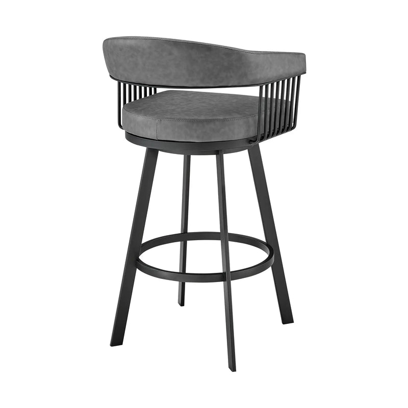 25" Gray And Black Iron Swivel Low Back Counter Height Bar Chair Homeroots Living Room
