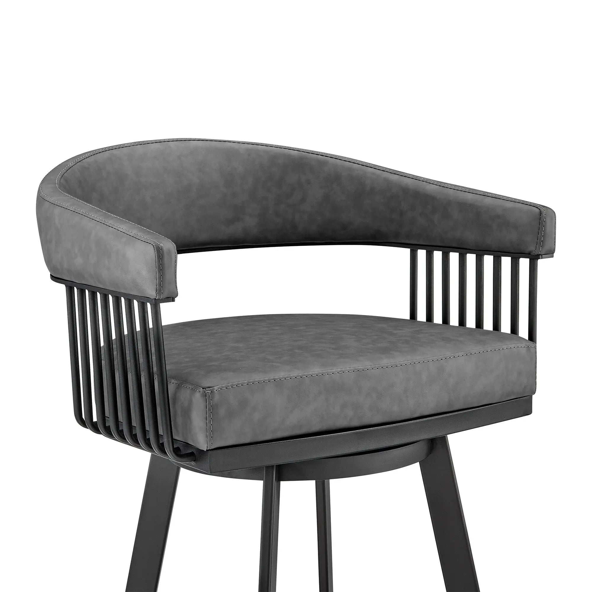 25" Gray And Black Iron Swivel Low Back Counter Height Bar Chair Homeroots Living Room
