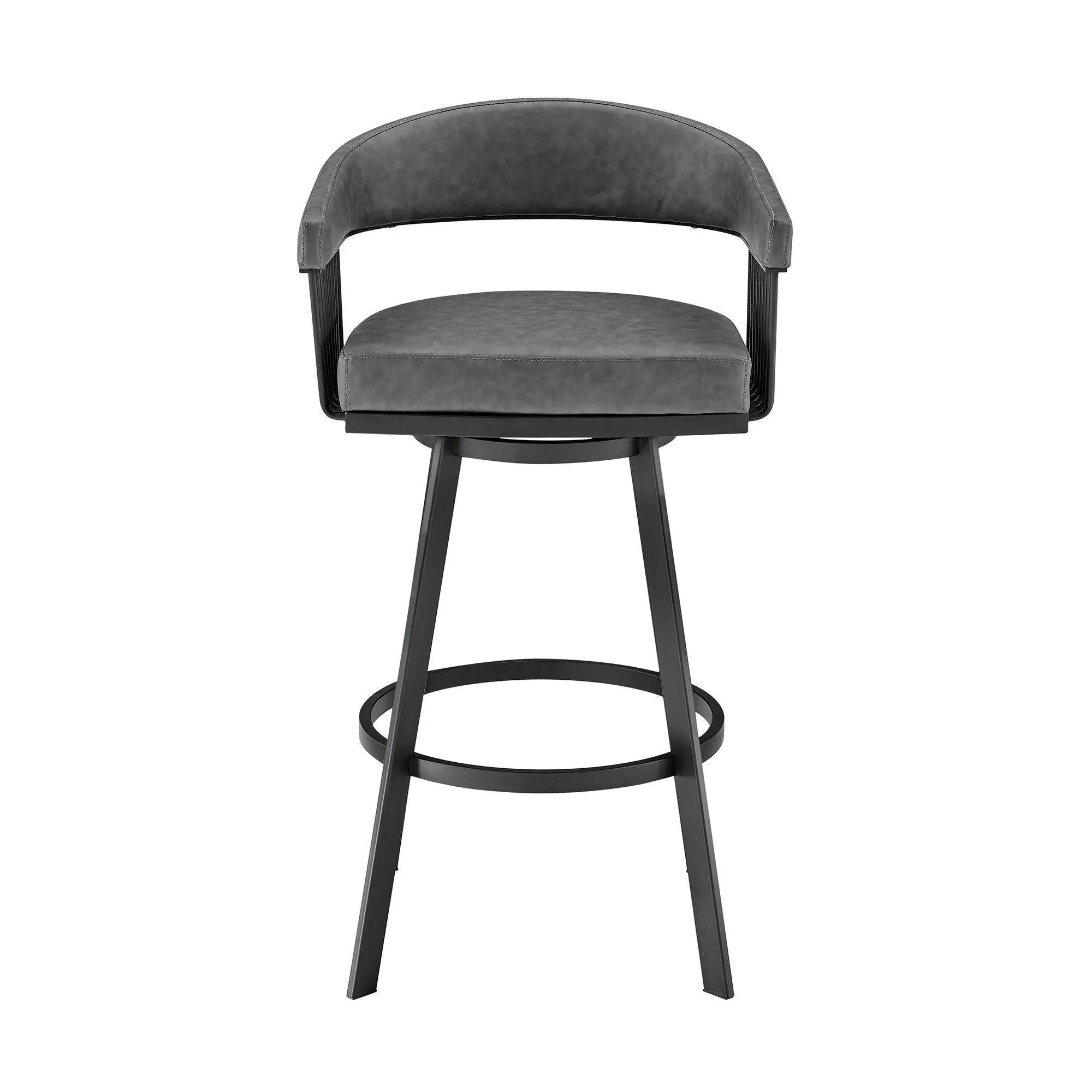 25" Gray And Black Iron Swivel Low Back Counter Height Bar Chair Homeroots Living Room