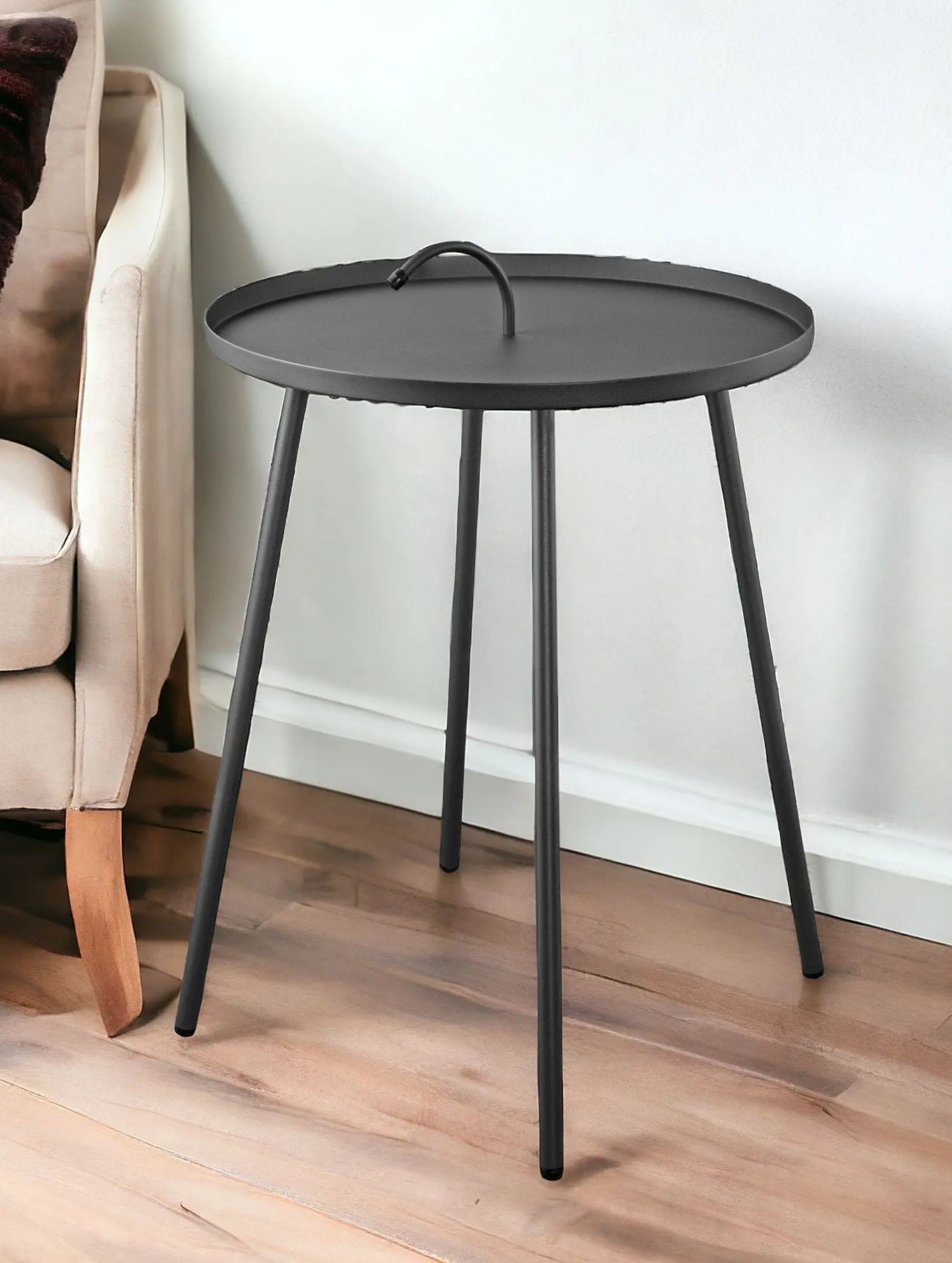 25" Gray Stainless Steel Round End Table - GreatEagleInc