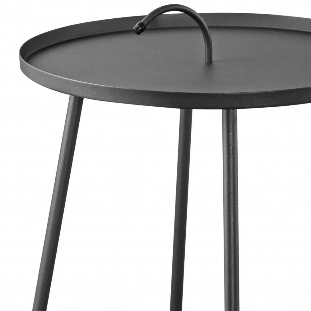 25" Gray Stainless Steel Round End Table - GreatEagleInc