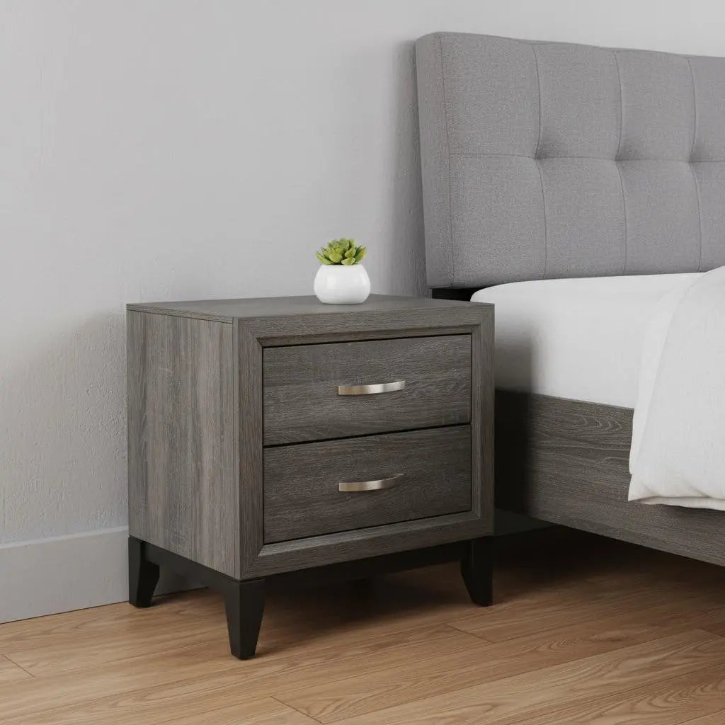 25" Gray Two Drawers Nightstand Homeroots Bed & Bath