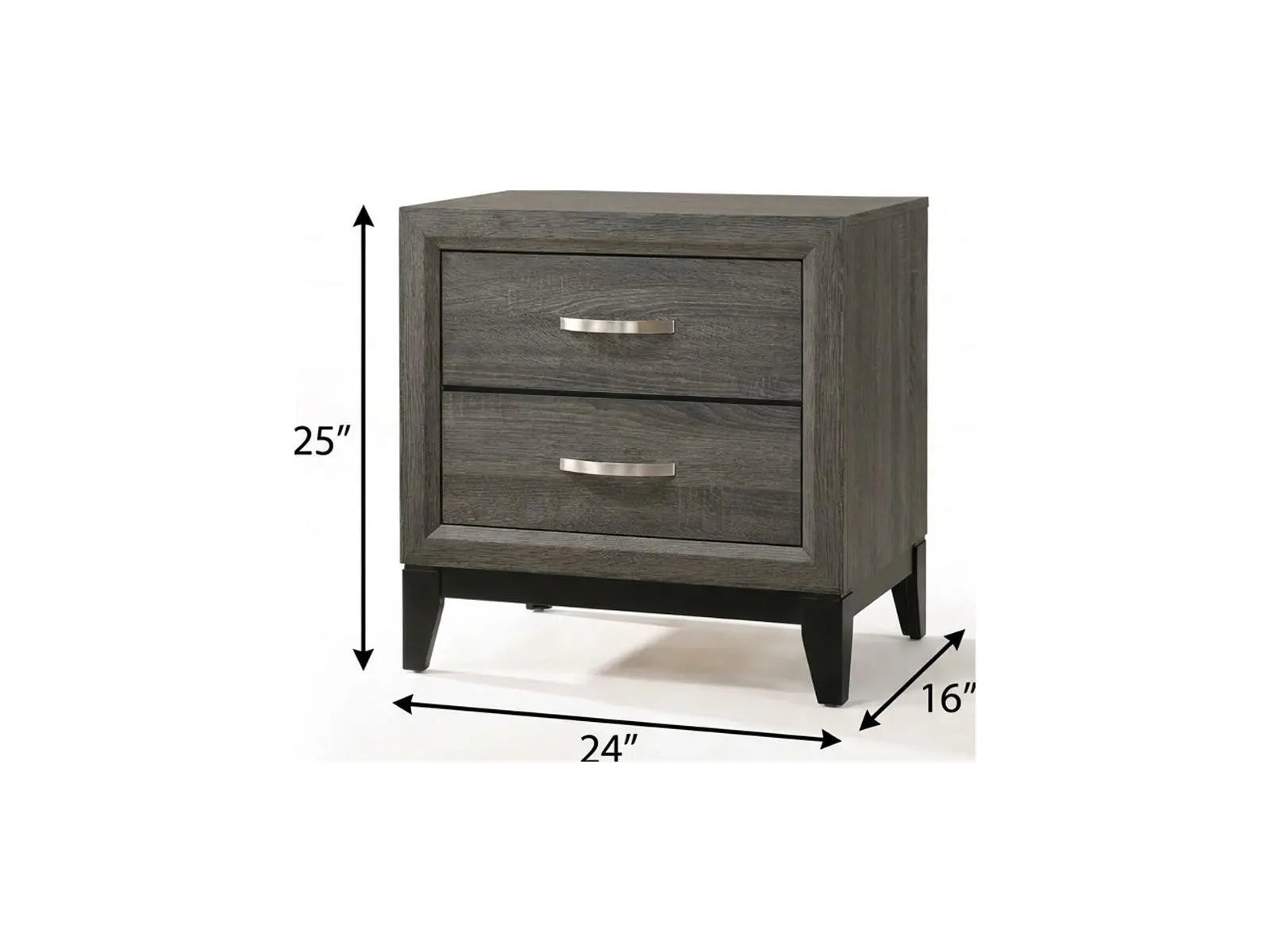 25" Gray Two Drawers Nightstand Homeroots Bed & Bath