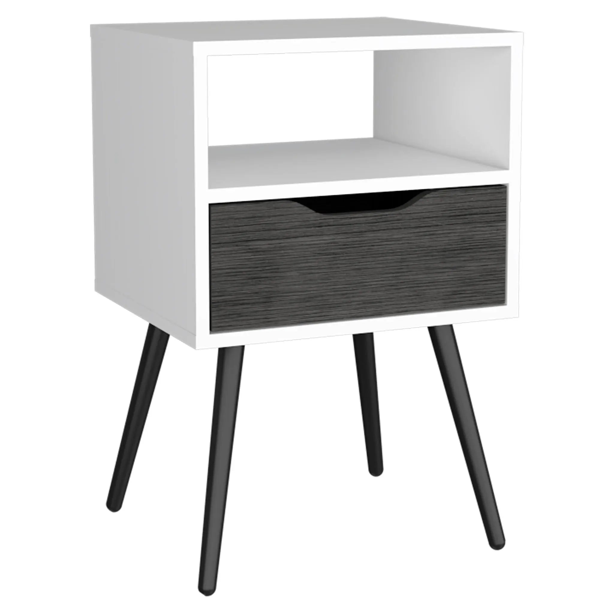 25" Gray Wood One Drawer Nightstand Homeroots Bed & Bath