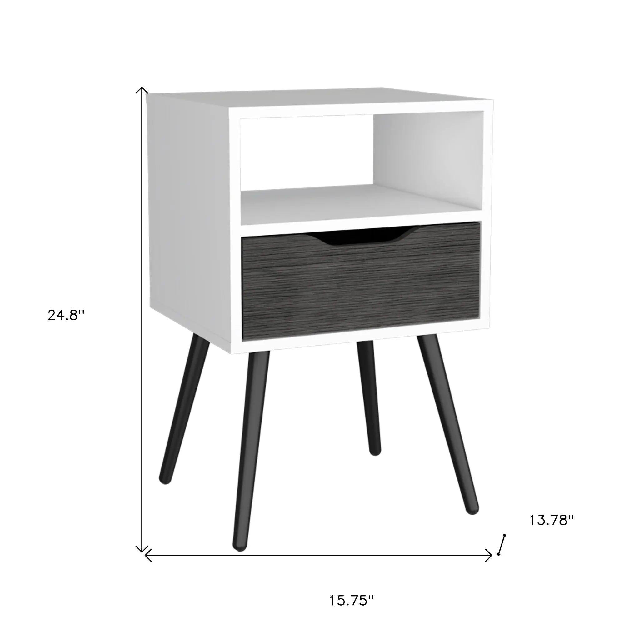 25" Gray Wood One Drawer Nightstand Homeroots Bed & Bath