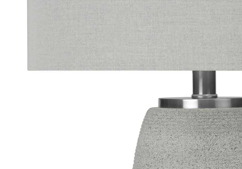 25" Gray and Silver Ceramic Cylinder Table Lamp With Gray Drum Shade Homeroots Lighting