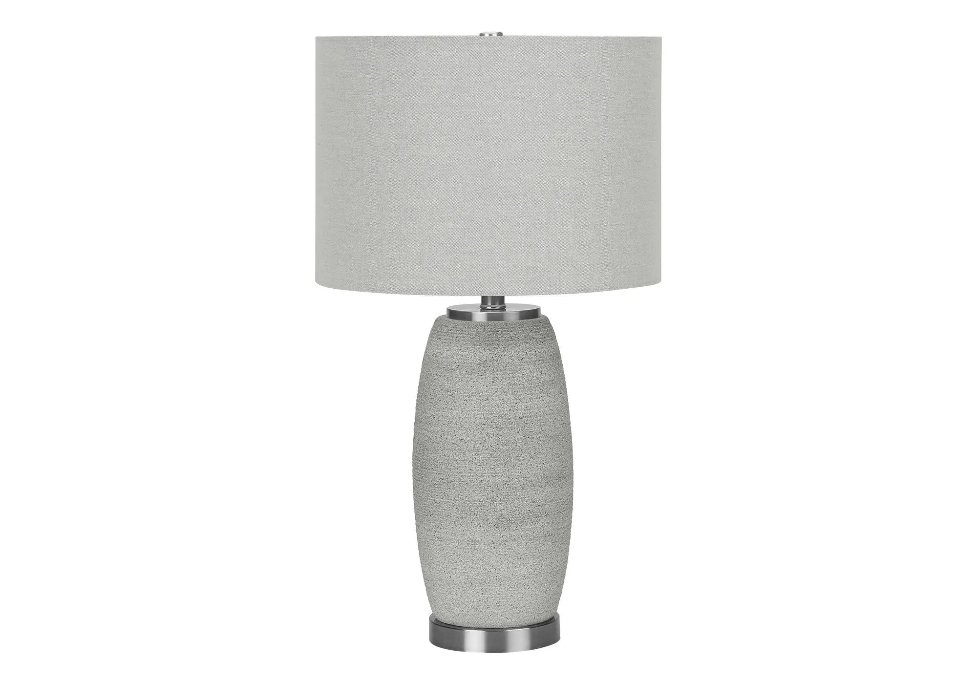 25" Gray and Silver Ceramic Cylinder Table Lamp With Gray Drum Shade Homeroots Lighting