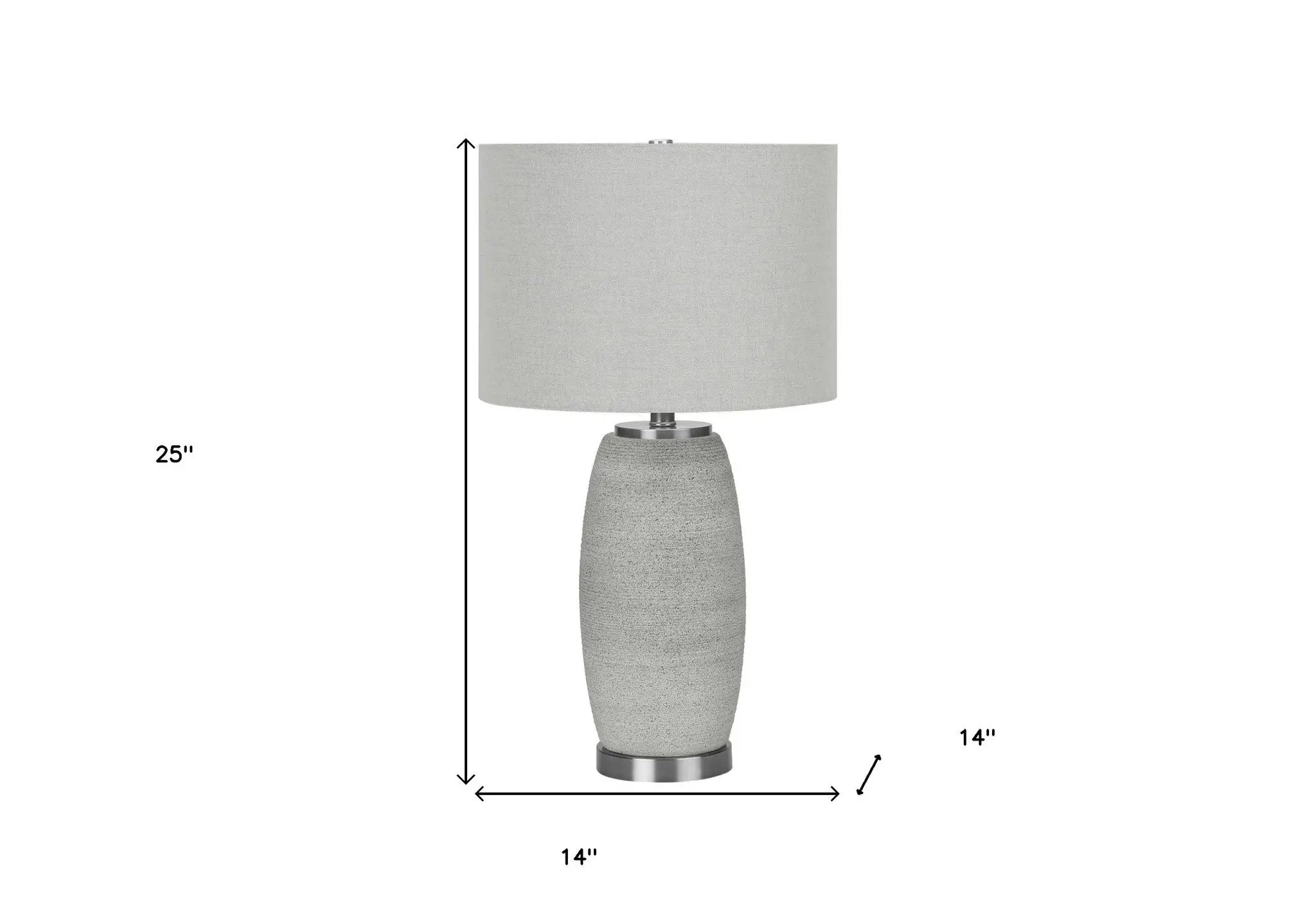 25" Gray and Silver Ceramic Cylinder Table Lamp With Gray Drum Shade Homeroots Lighting