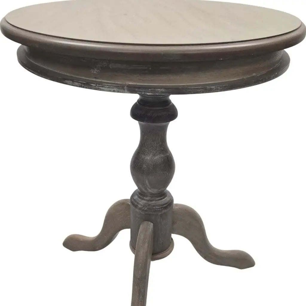 25" Natural Solid Wood Round Pedestal End Table Homeroots Living Room