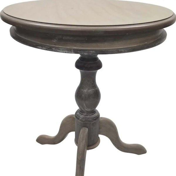 25" Natural Solid Wood Round Pedestal End Table Homeroots Living Room