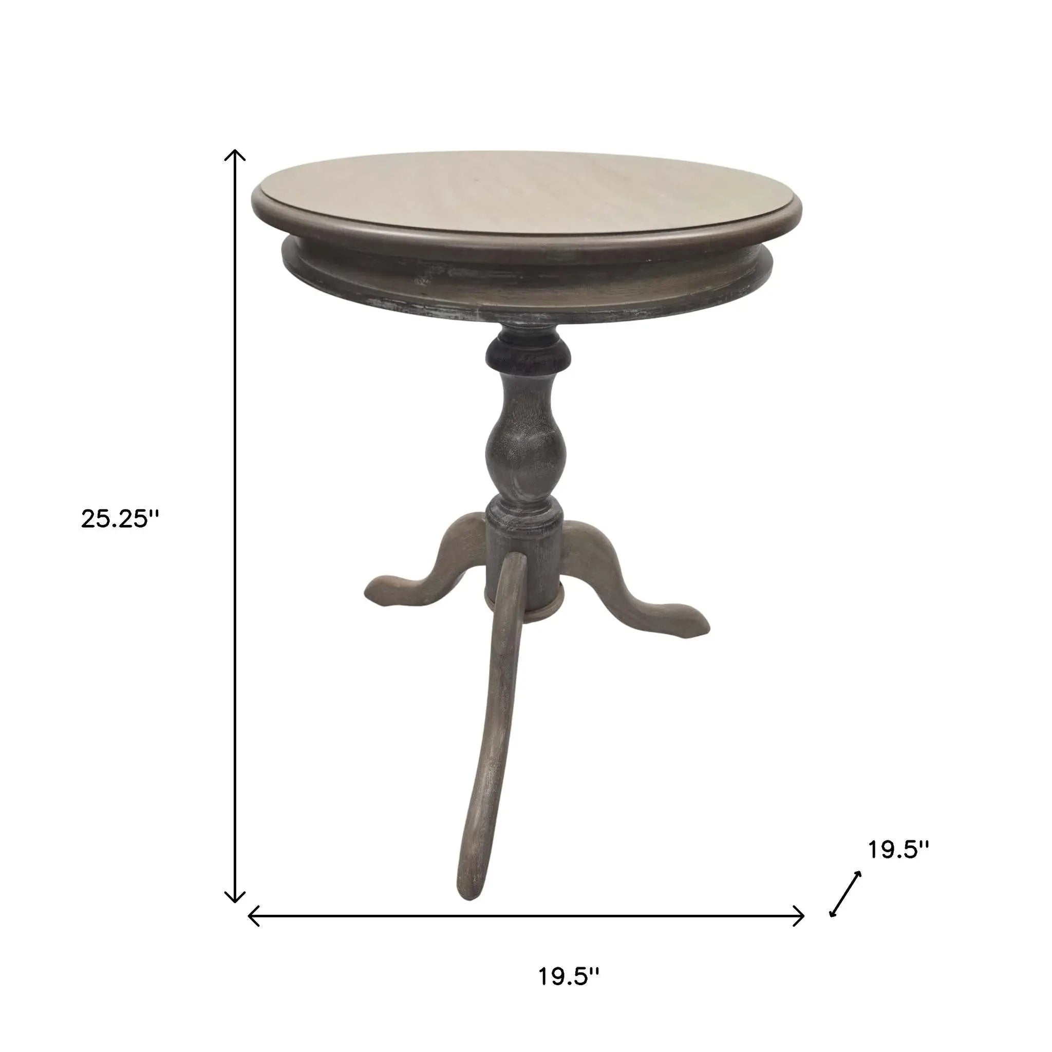 25" Natural Solid Wood Round Pedestal End Table Homeroots Living Room
