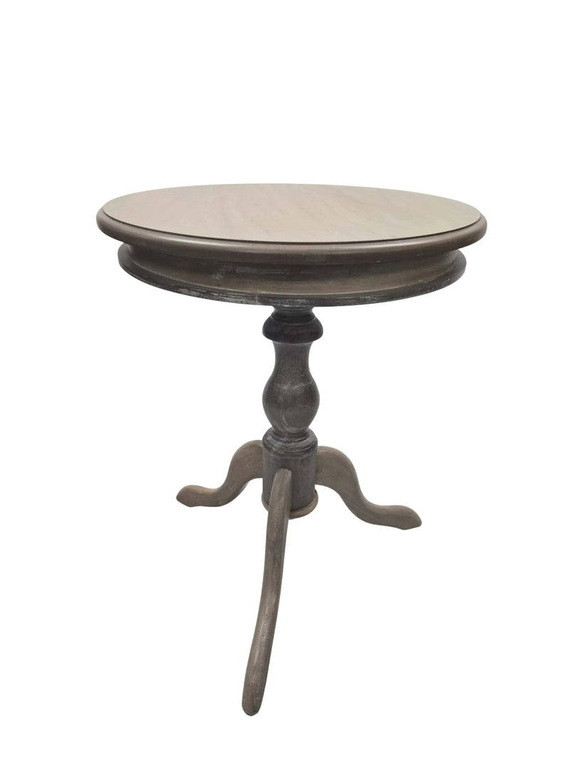 25" Natural Solid Wood Round Pedestal End Table Homeroots Living Room
