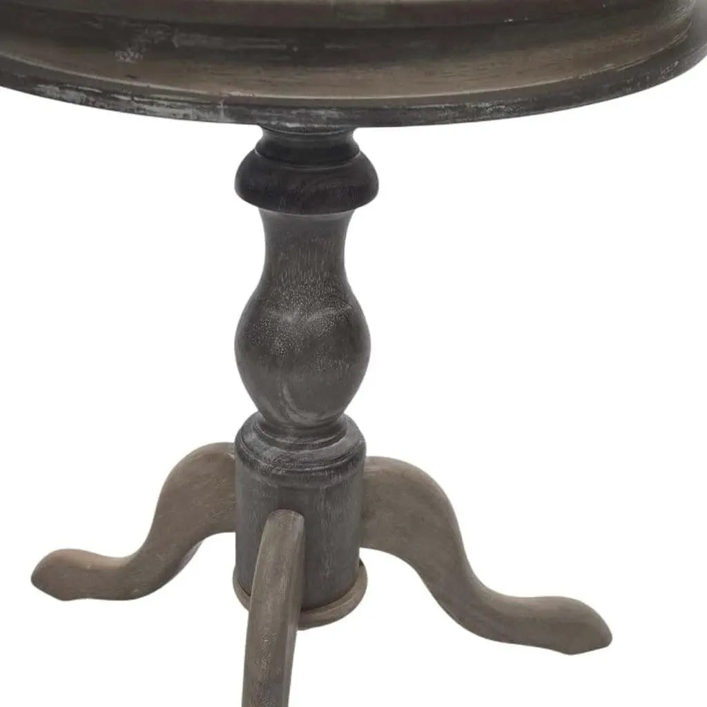 25" Natural Solid Wood Round Pedestal End Table Homeroots Living Room