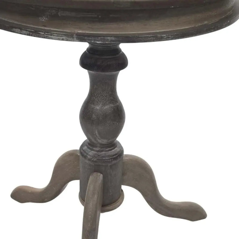 25" Natural Solid Wood Round Pedestal End Table Homeroots Living Room