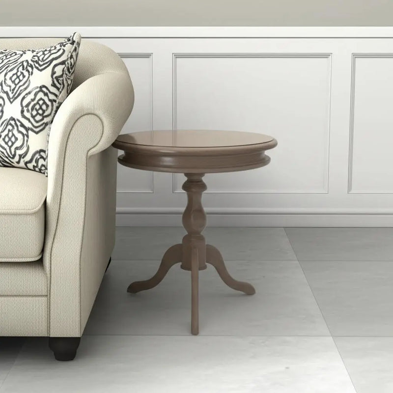 25" Natural Solid Wood Round Pedestal End Table Homeroots Living Room