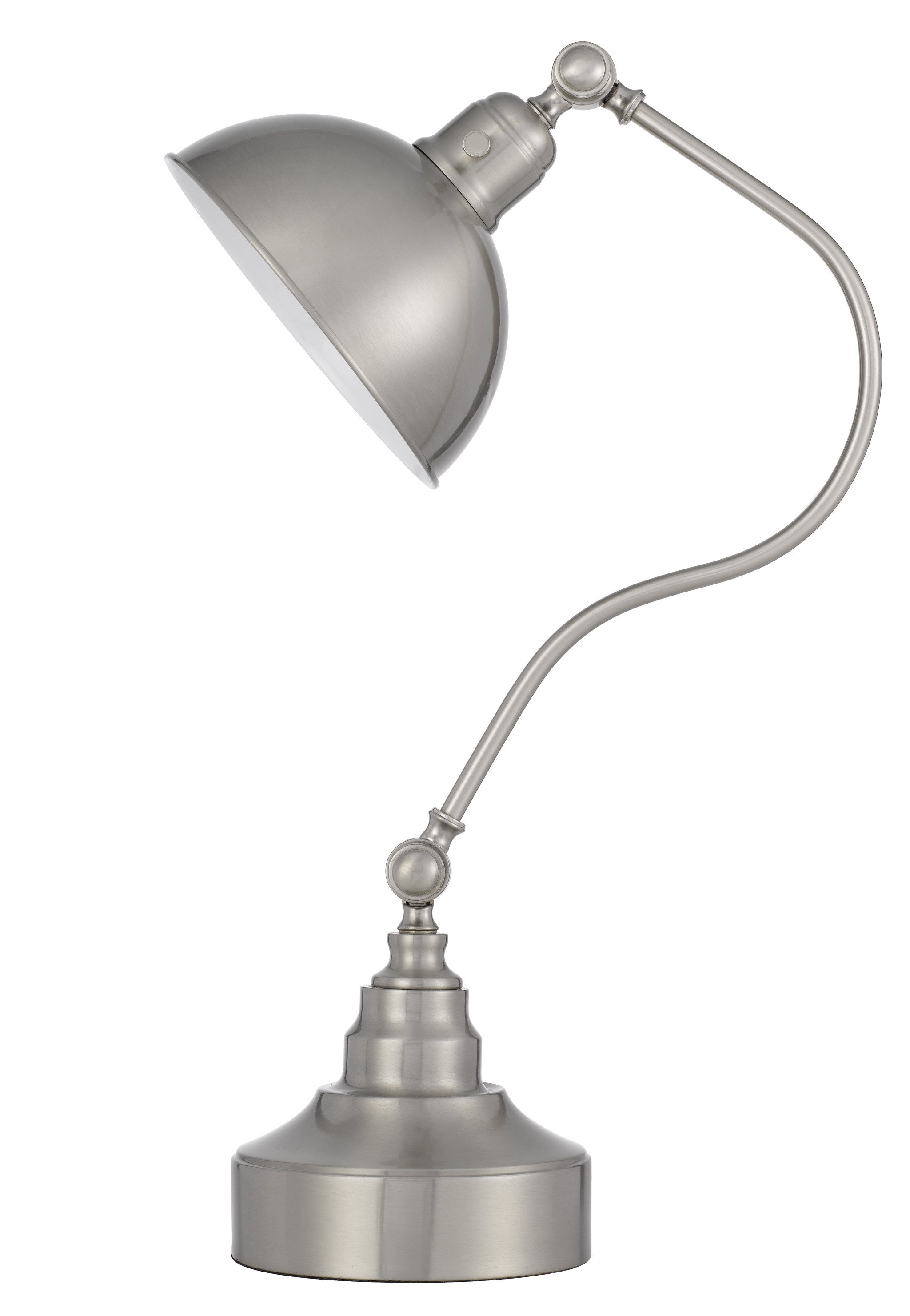 25" Nickel Metal Lantern Desk Table Lamp With Nickel Dome Shade - GreatEagleInc