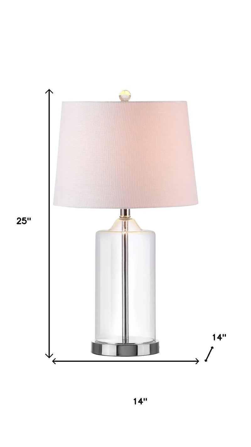 25" Silver Bedside Lamp With Drum Shade Homeroots Lighting