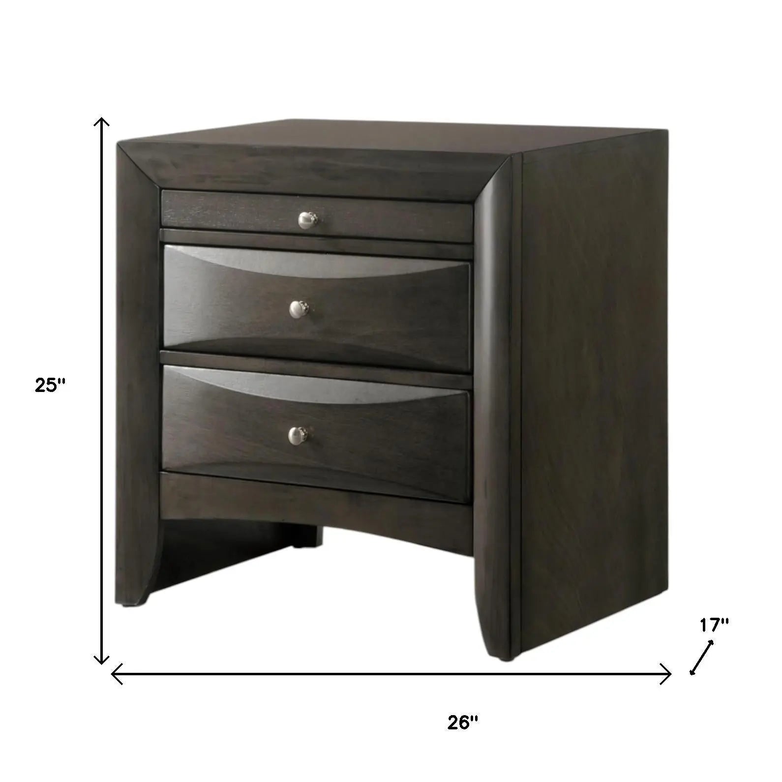 25" Solid Wood Two Drawer Nightstand Homeroots Bed & Bath