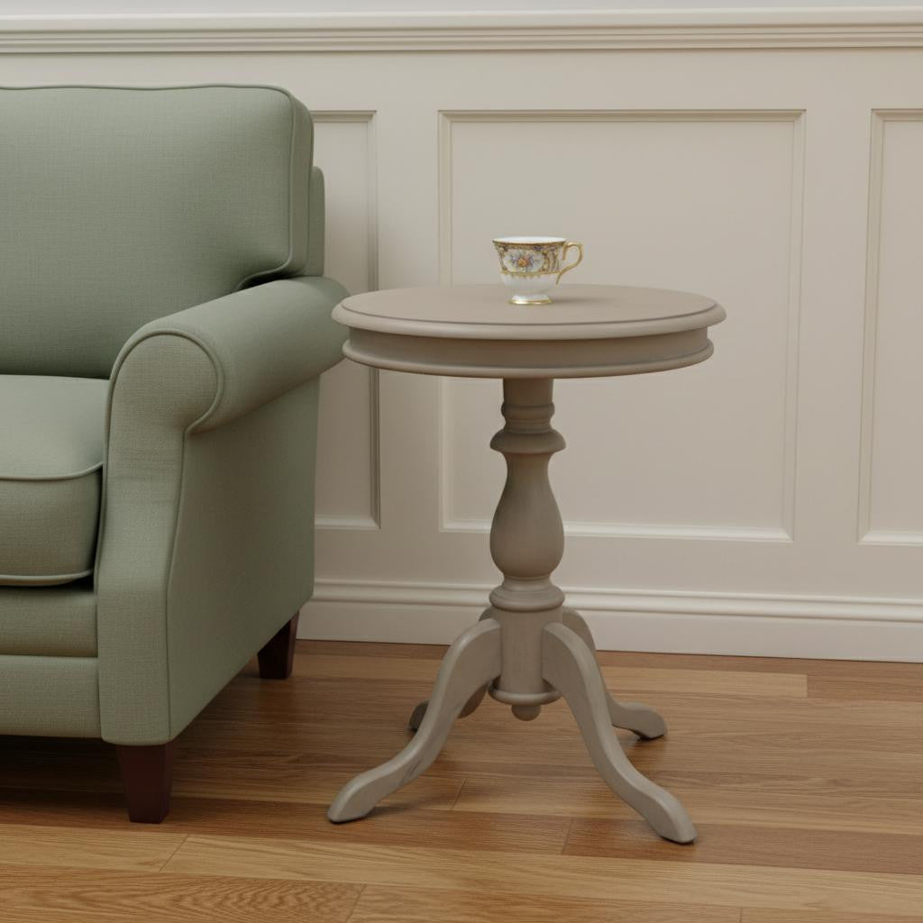 25" Taupe Gray Manufactured Wood Round End Table Homeroots Living Room