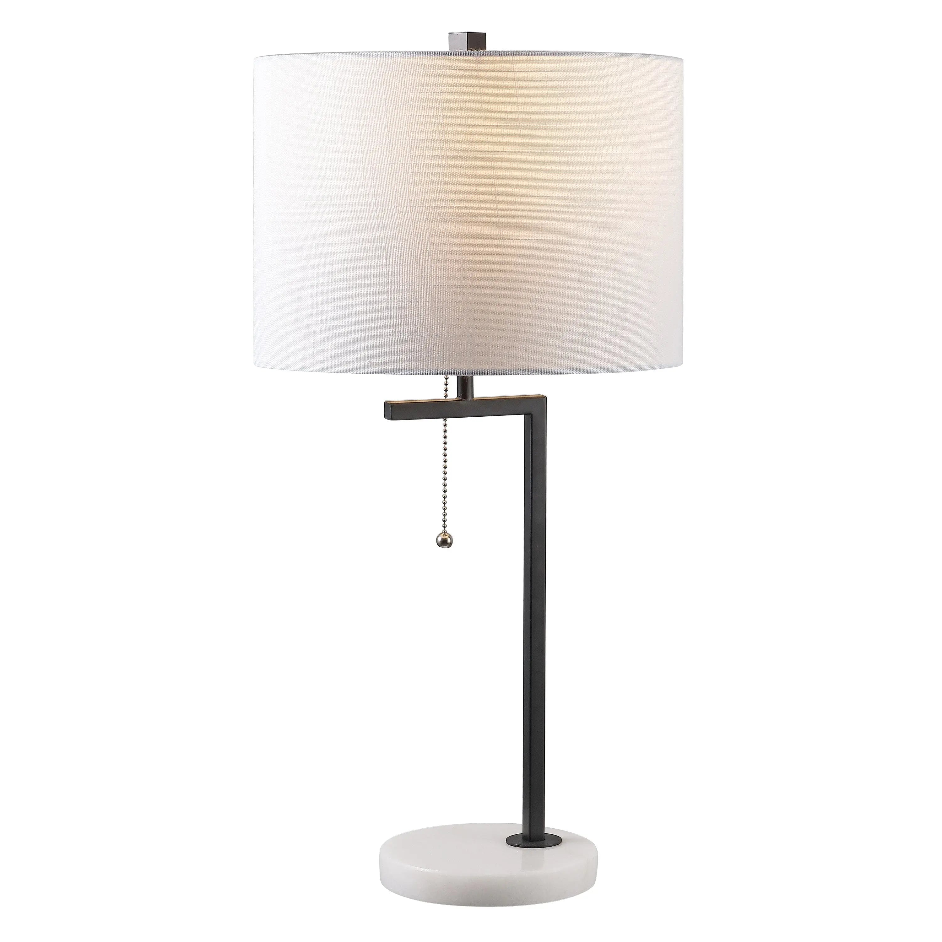 25" White Novelty Table Lamp With Drum Shade Homeroots Lighting