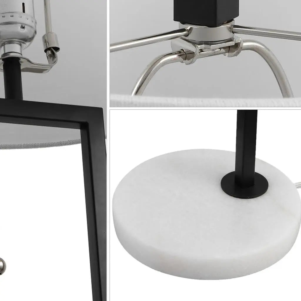 25" White Novelty Table Lamp With Drum Shade Homeroots Lighting