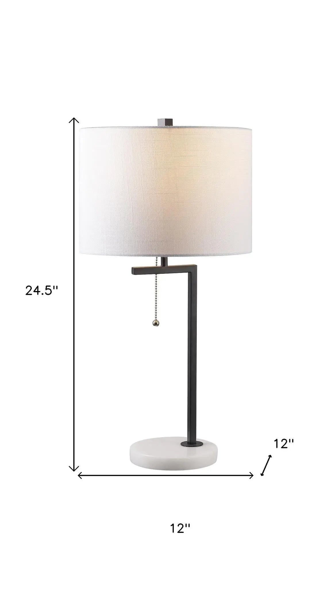 25" White Novelty Table Lamp With Drum Shade Homeroots Lighting