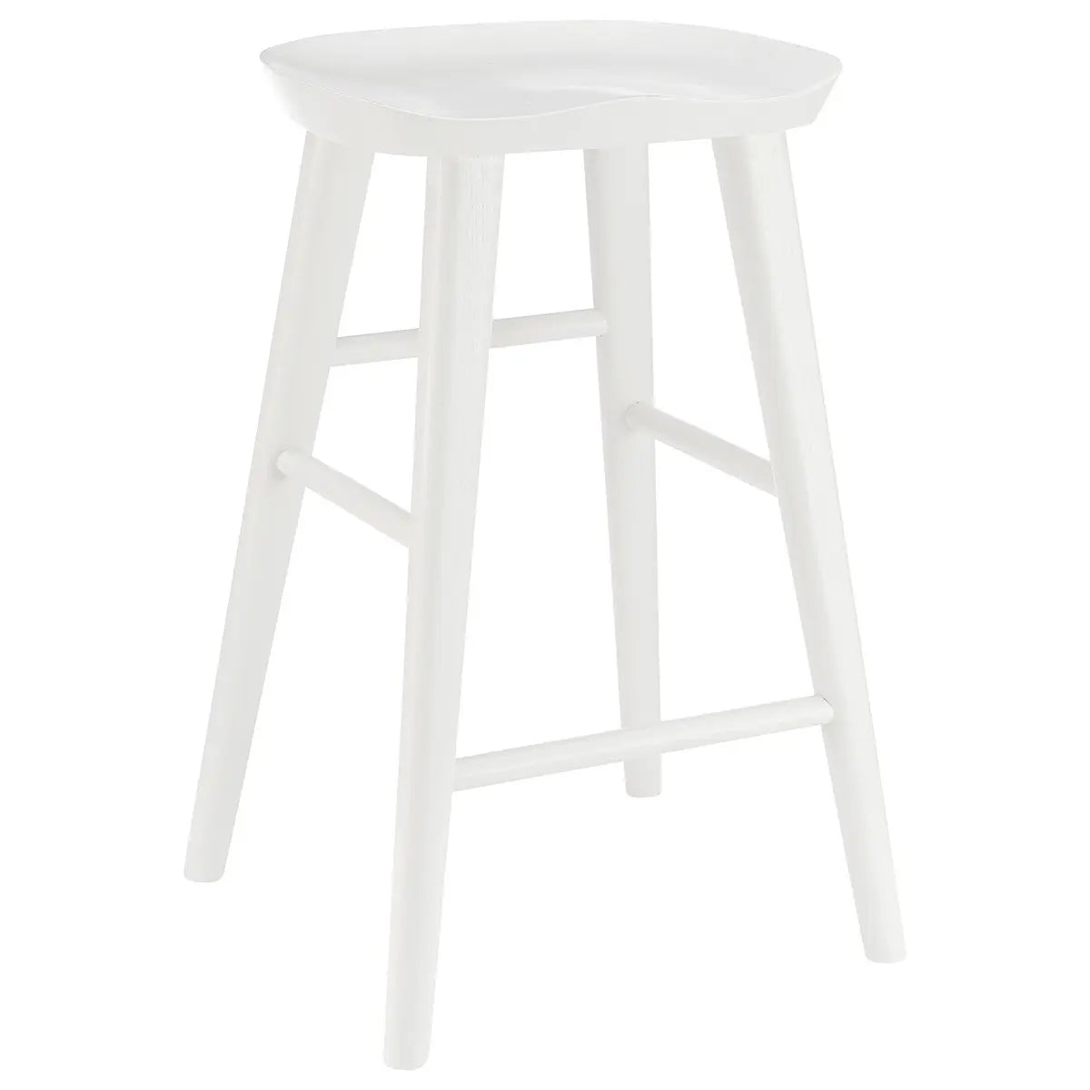 25" White Solid Wood Backless Counter Height Bar Chair Homeroots Living Room