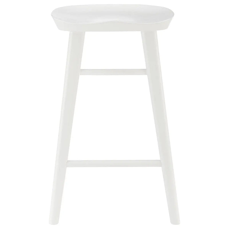 25" White Solid Wood Backless Counter Height Bar Chair Homeroots Living Room
