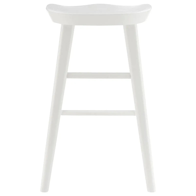 25" White Solid Wood Backless Counter Height Bar Chair Homeroots Living Room