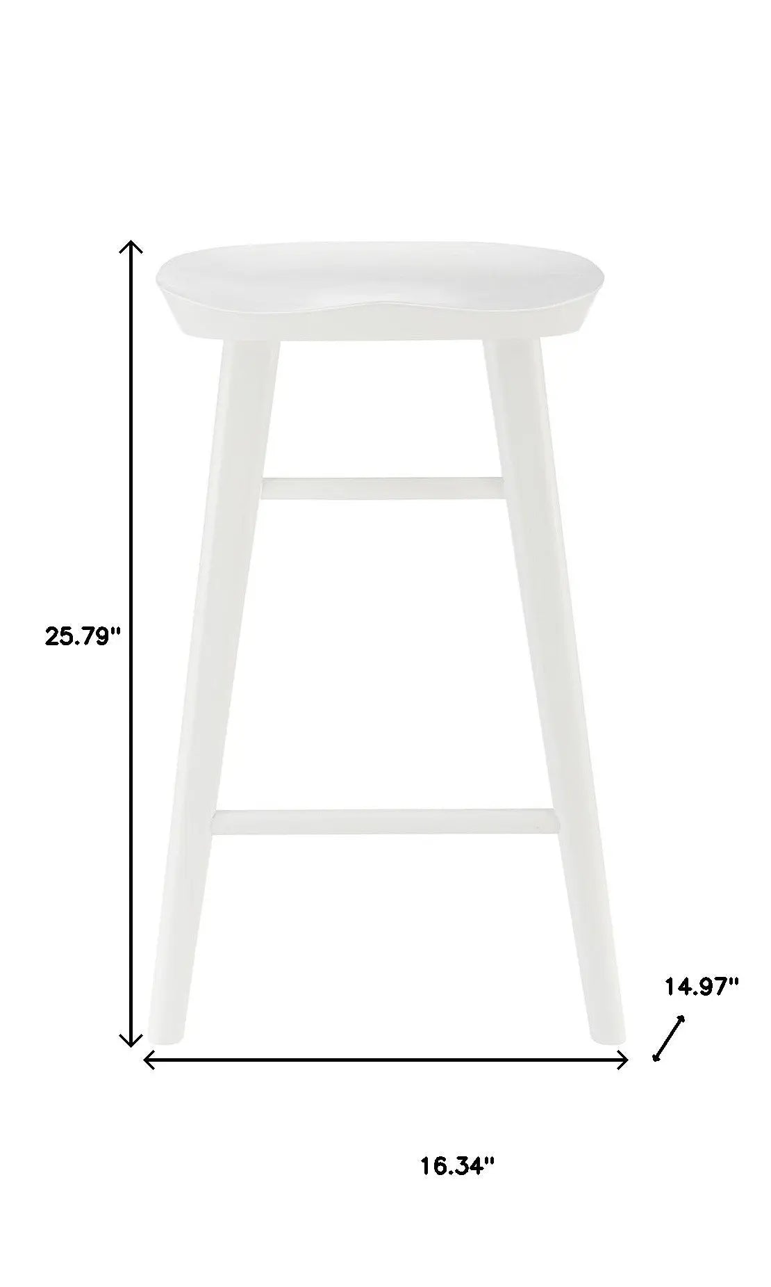 25" White Solid Wood Backless Counter Height Bar Chair Homeroots Living Room