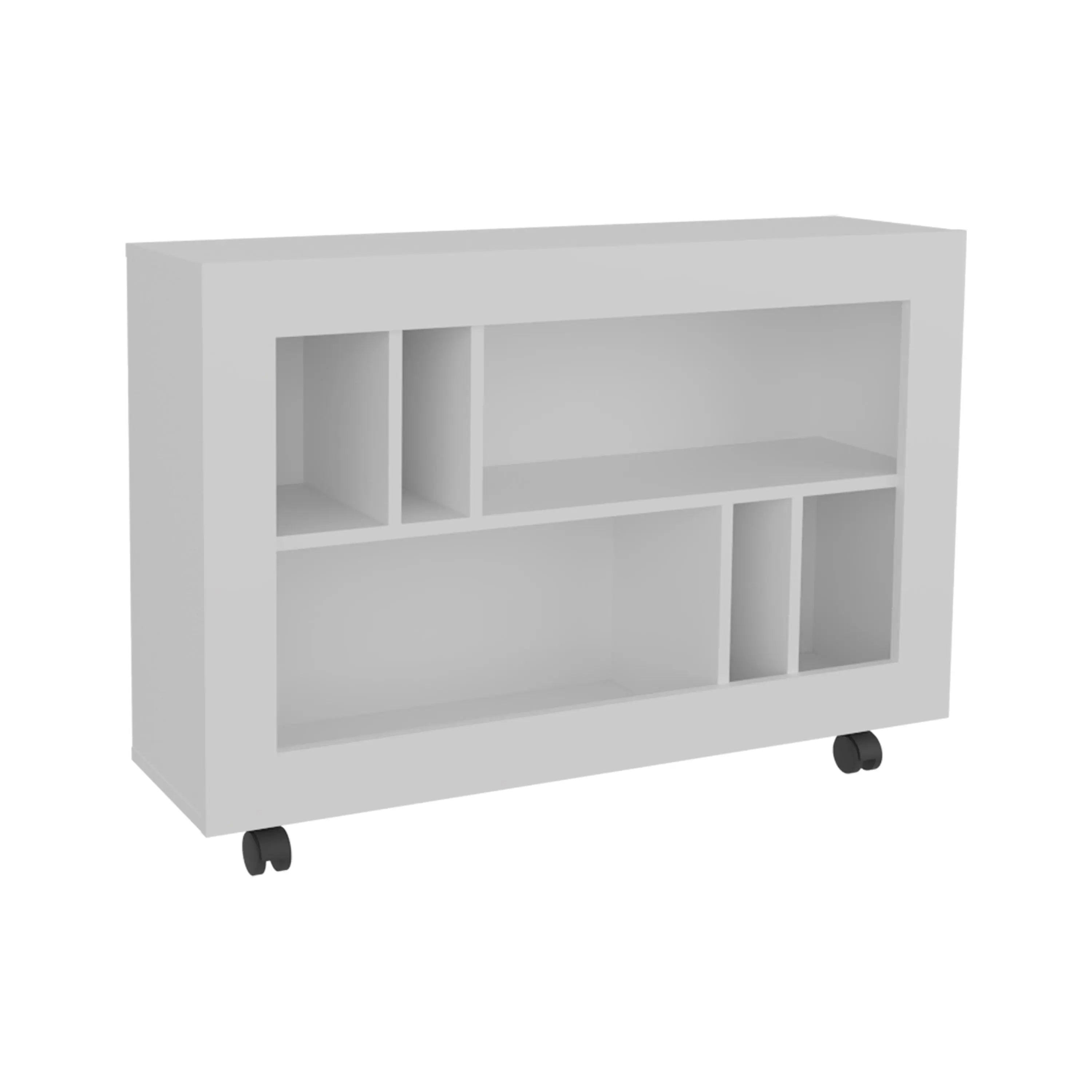 25" White Wood Five Tier Bookcase Homeroots Office