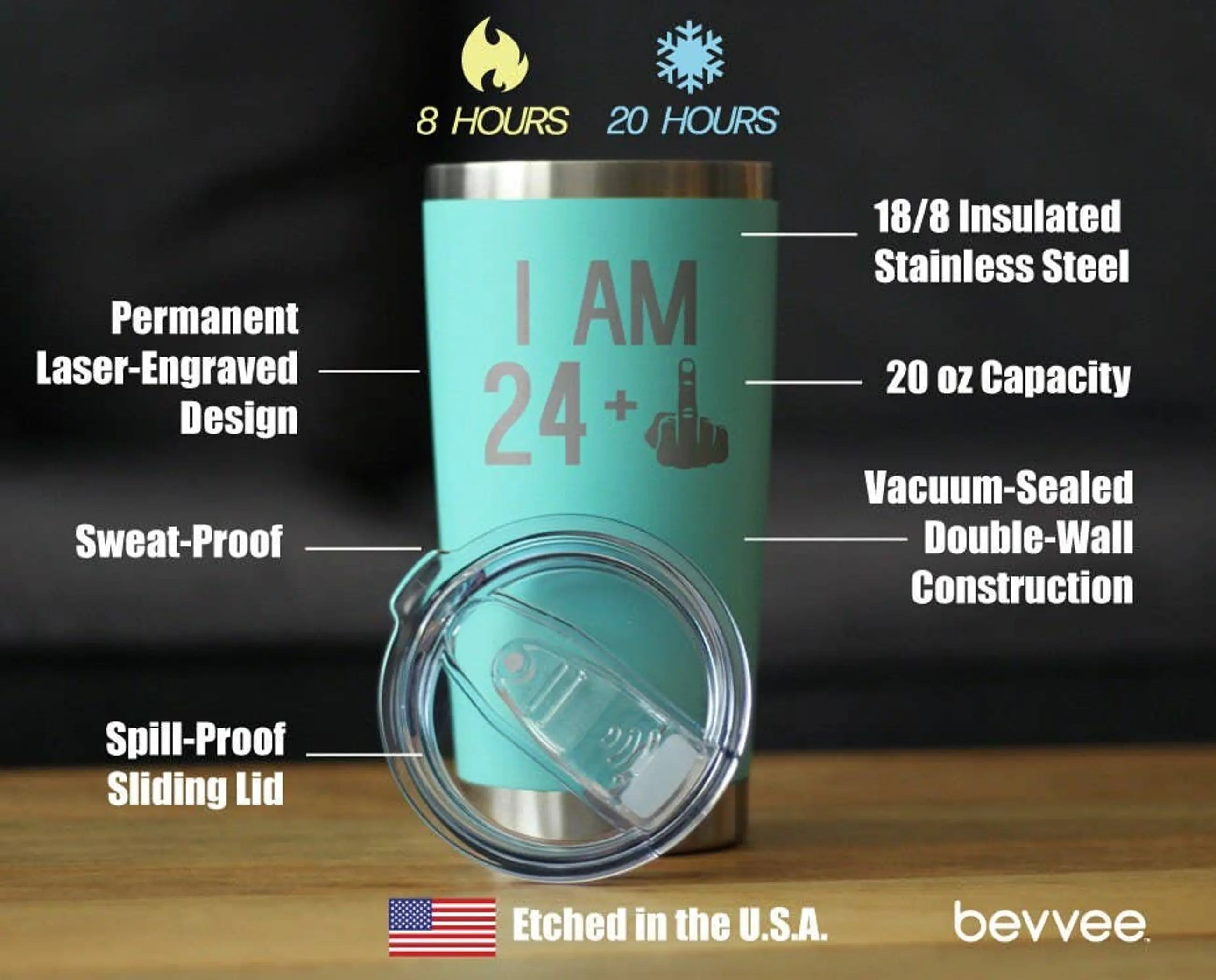 25th Birthday Gifts - Middle Finger Insulated Travel Tumbler Bevvee