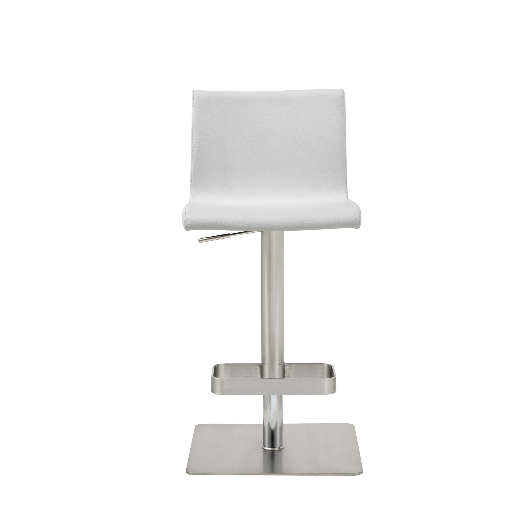 26 " White And Silver Stainless Steel Counter Height Bar Chair - GreatEagleInc