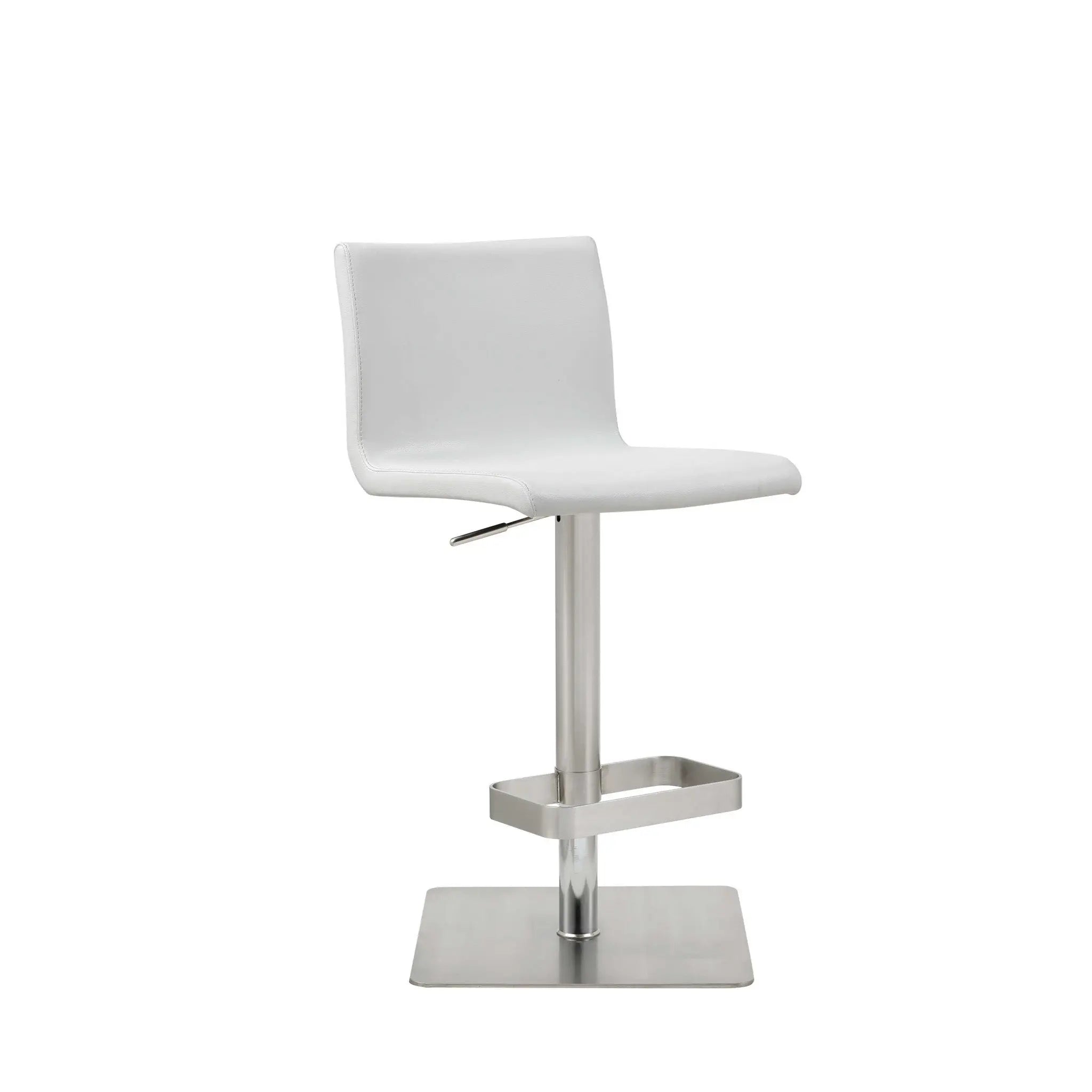 26 " White And Silver Stainless Steel Counter Height Bar Chair - GreatEagleInc