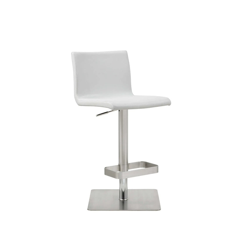 26 " White And Silver Stainless Steel Counter Height Bar Chair - GreatEagleInc
