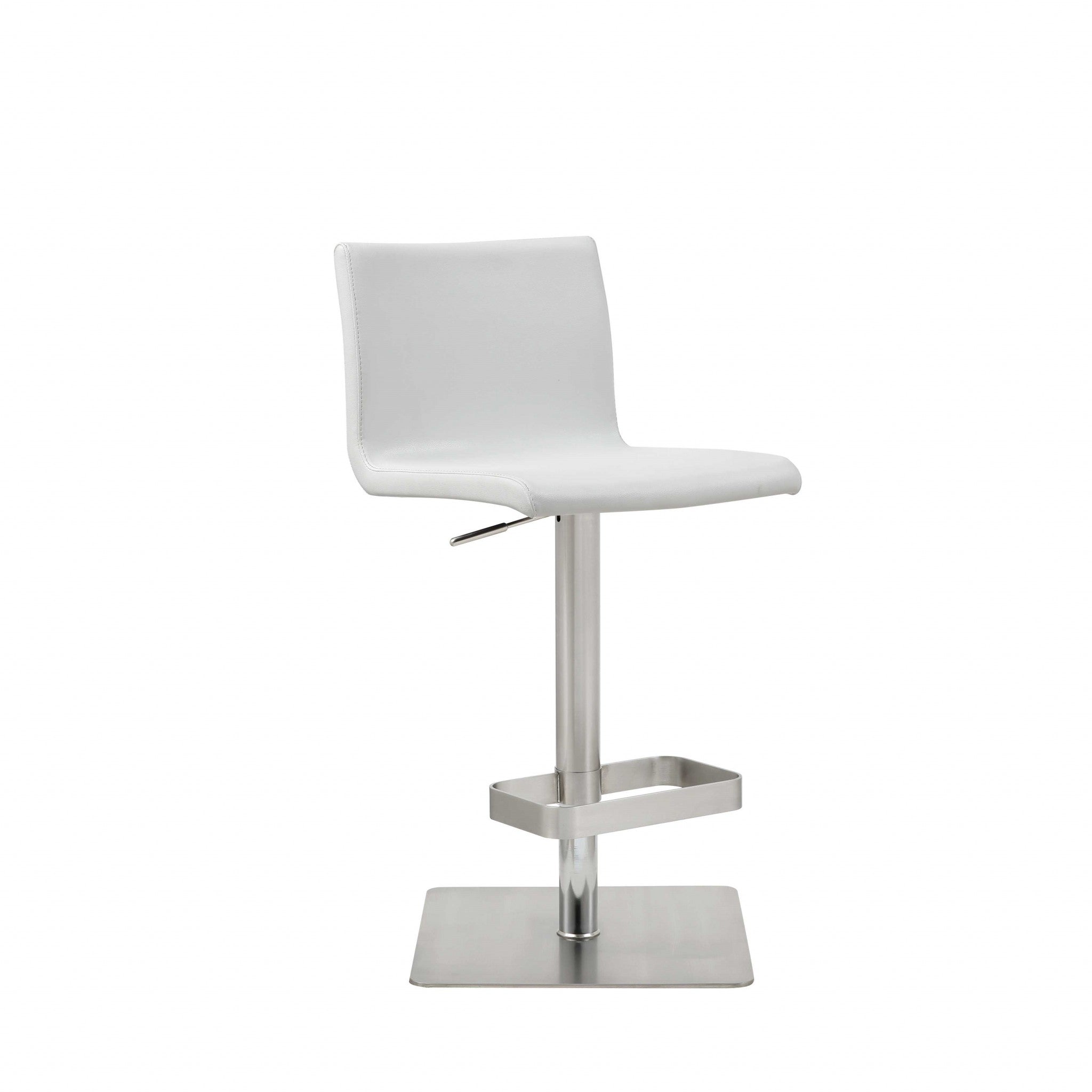 26 " White And Silver Stainless Steel Counter Height Bar Chair - GreatEagleInc