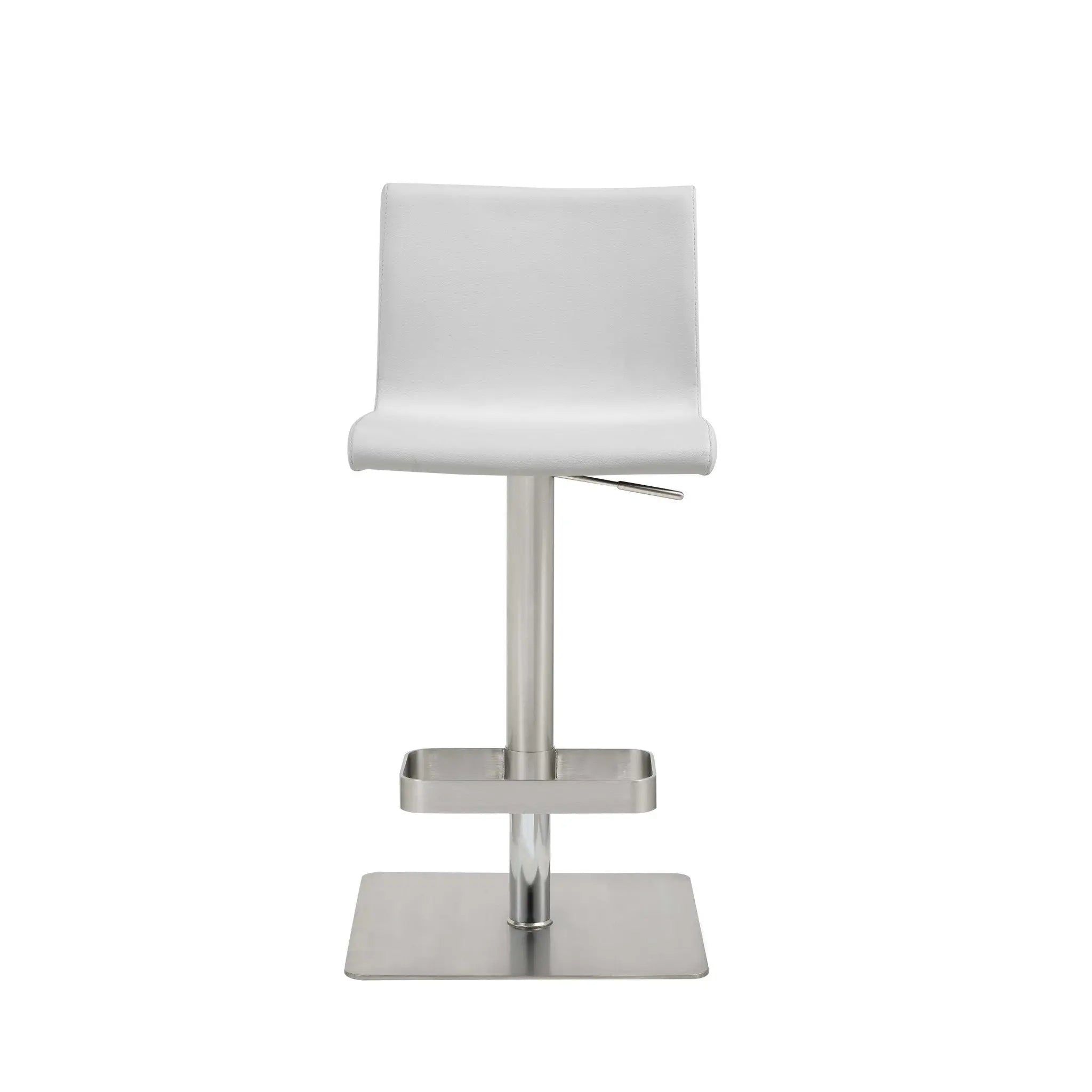 26 " White And Silver Stainless Steel Counter Height Bar Chair - GreatEagleInc