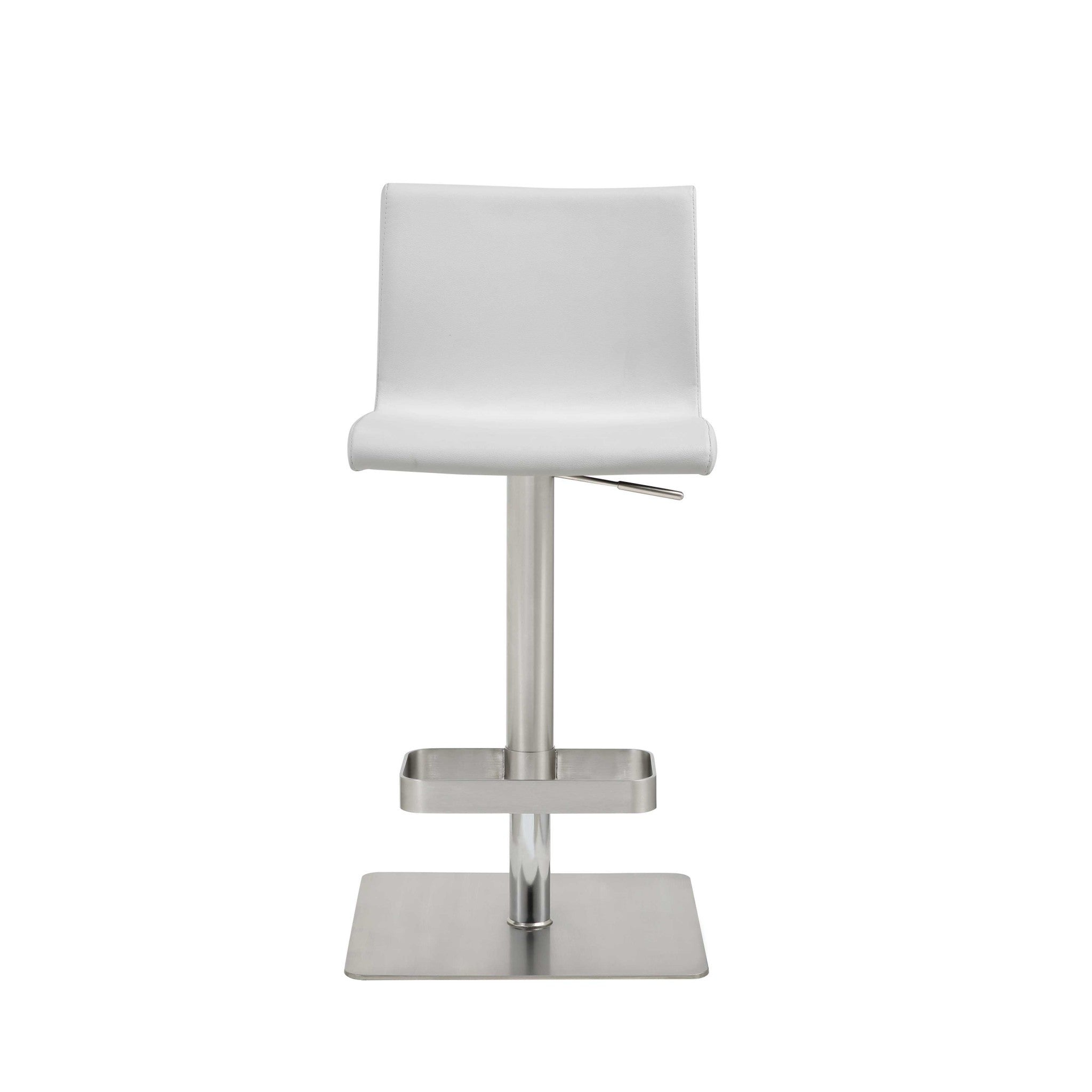 26 " White And Silver Stainless Steel Counter Height Bar Chair - GreatEagleInc