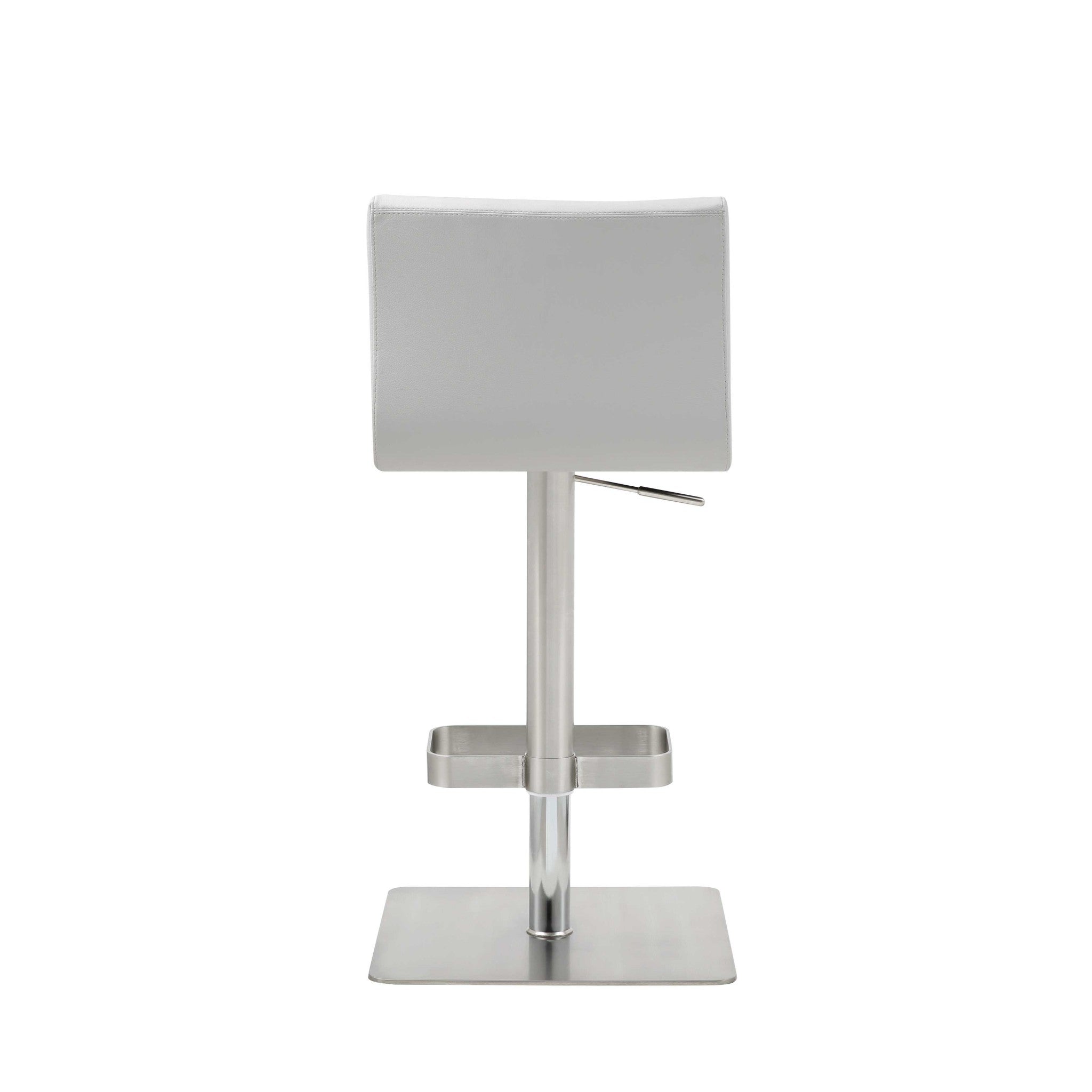 26 " White And Silver Stainless Steel Counter Height Bar Chair - GreatEagleInc
