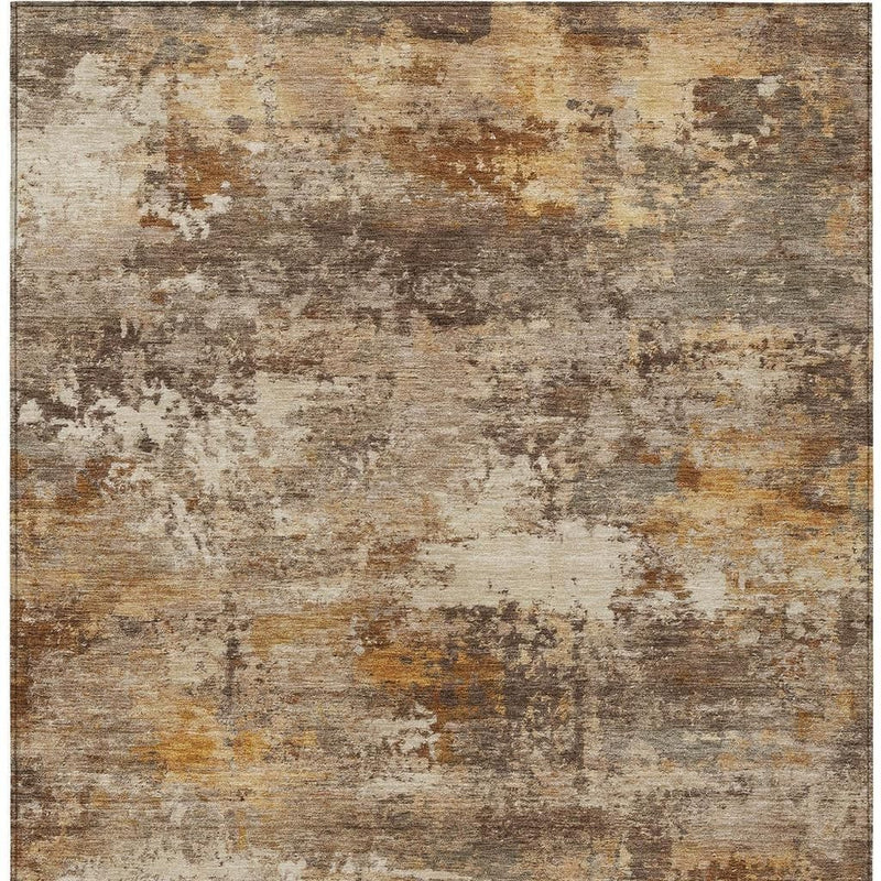 10' X 14' Rust And Beige Abstract Washable Indoor Outdoor Area Rug - GreatEagleInc