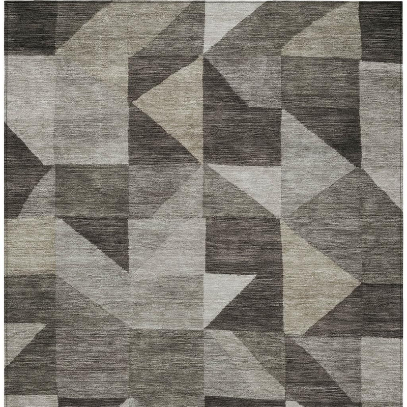 10' X 14' Taupe And Beige Geometric Washable Indoor Outdoor Area Rug - GreatEagleInc